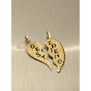 Estate Mens Womens Unisex 14K Gold Jewelry Necklace Pendant Best Friends 2.5cm